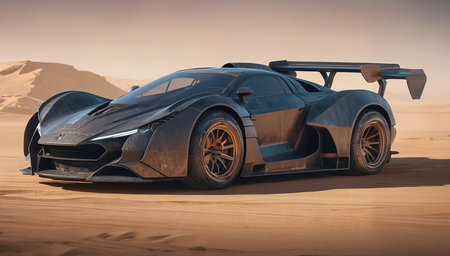 spider super car in desert near, fast car new car, luxury exotic carの素材