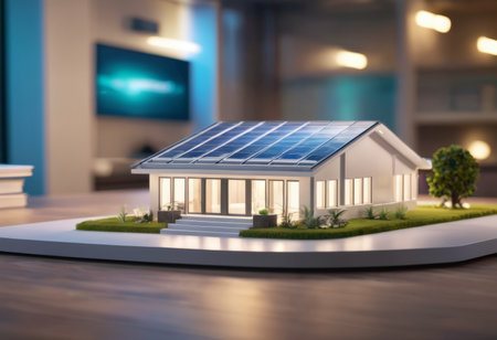 concept 3d render miniature model maquette of small skyscraper building on table in real estate agency. signing mortgage contract document demonstrating. futuristic business.の素材
