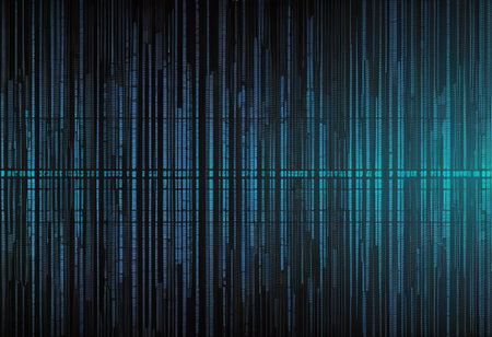 Stream of binary matrix code on the screen. computer matrix numbers. Concept of coding, hacking or crypto-currency bitcoin mining. illustration.の素材