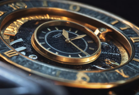 clock and stacks of coins : time - moneyの素材