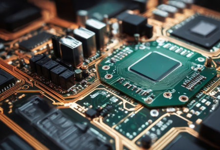 Close-up of electronic circuit board. Technology and electronics background.の素材