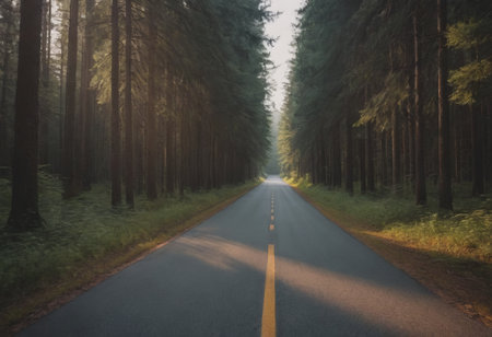 Beautiful tree lined road in the Tunnel of Trees on a drive through Emmet County from Harbor Springsの素材