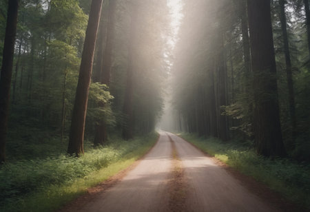 Beautiful tree lined road in the Tunnel of Trees on a drive through Emmet County from Harbor Springsの素材