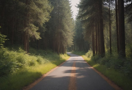 Beautiful tree lined road in the Tunnel of Trees on a drive through Emmet County from Harbor Springsの素材