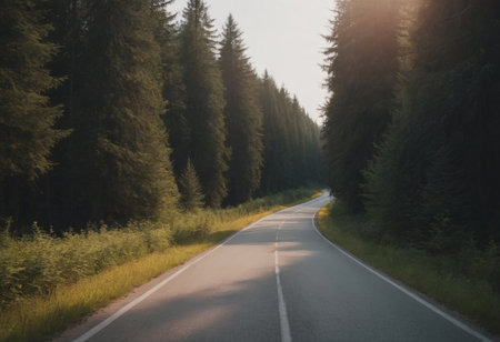 Beautiful tree lined road in the Tunnel of Trees on a drive through Emmet County from Harbor Springsの素材