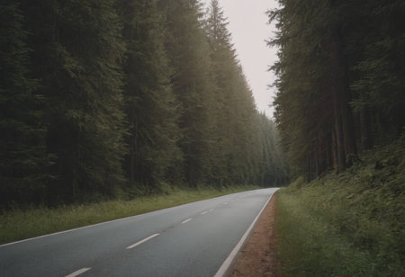 Beautiful tree lined road in the Tunnel of Trees on a drive through Emmet County from Harbor Springsの素材