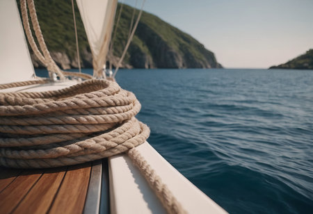 Luxury yacht tackle during the ocean voyageの素材