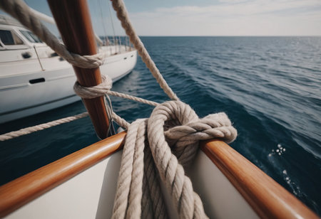 Luxury yacht tackle during the ocean voyageの素材