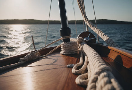 Luxury yacht tackle during the ocean voyageの素材