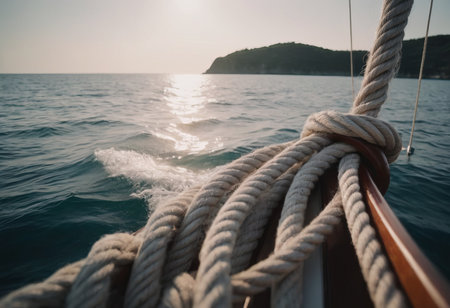 Luxury yacht tackle during the ocean voyageの素材