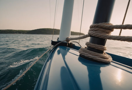 Luxury yacht tackle during the ocean voyageの素材