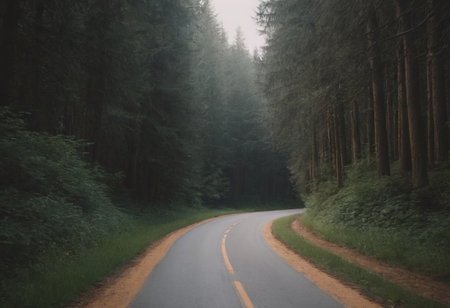 Beautiful tree lined road in the Tunnel of Trees on a drive through Emmet County from Harbor Springsの素材