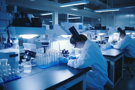 Healthcare and medical doctor working in hospital with professional team in physician, nursing assistant, laboratory research and development. Medical technology service to solve people healthの素材