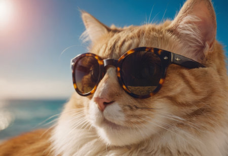 funny cat in round sunglasses close-upの素材