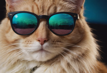 funny cat in round sunglasses close-upの素材
