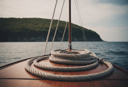 Luxury yacht tackle during the ocean voyageの素材
