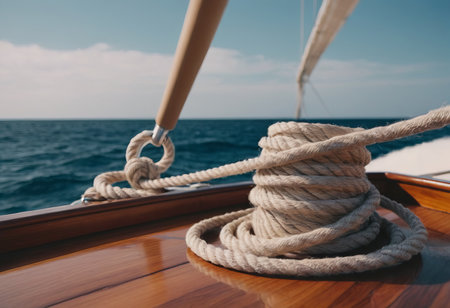 Luxury yacht tackle during the ocean voyageの素材