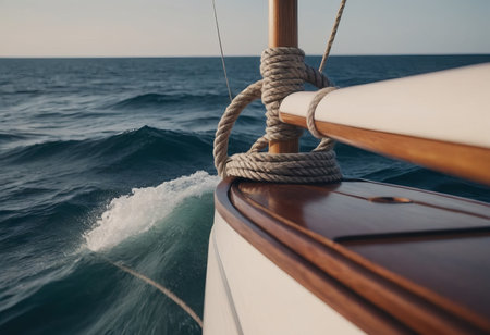 Luxury yacht tackle during the ocean voyageの素材