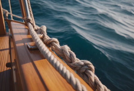 Luxury yacht tackle during the ocean voyageの素材