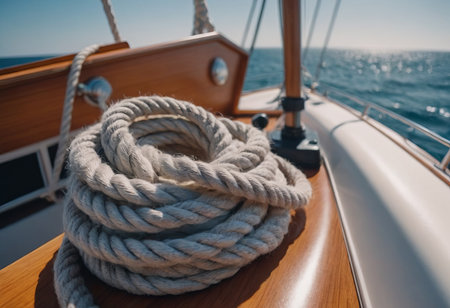 Luxury yacht tackle during the ocean voyageの素材
