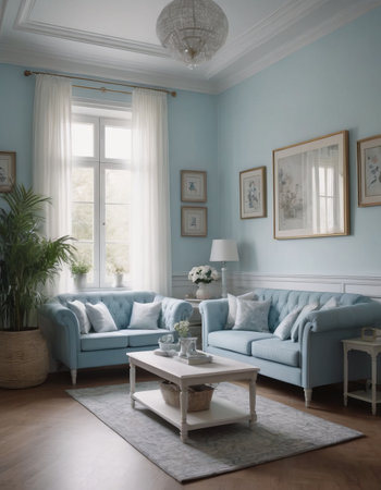 A modern interior of an open space with a designer modular sofa, furniture, wooden coffee tables, a plaid, a pillow, tropical plants and elegant personal accessories in a stylish home decor. A neutral living roomの素材