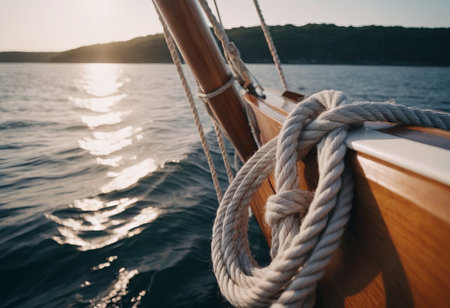 Luxury yacht tackle during the ocean voyageの素材