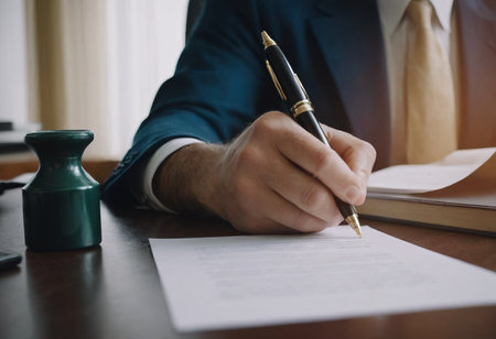 Business man sign a contract investment professional document agreement. meeting room.の素材