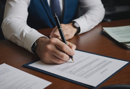 Business man sign a contract investment professional document agreement. meeting room.の素材
