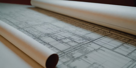 Paper architectural drawings and blueprint.の素材