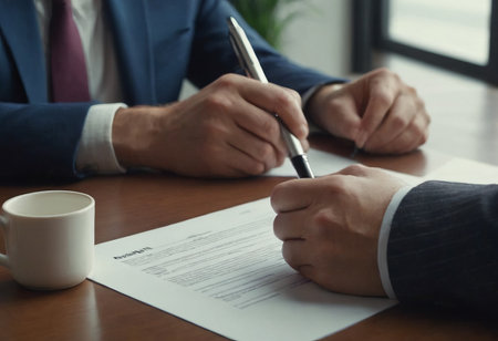 Business man sign a contract investment professional document agreement. meeting room.の素材