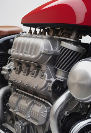 real used car motor engine part isolated on white backgroundの素材
