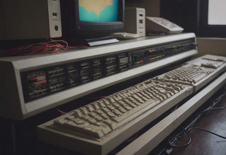 pile of old unused computers and vintage CRT monitorsの素材