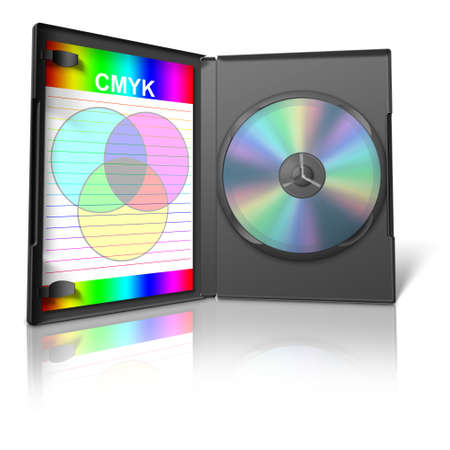 CMYK DVD and DVD Case on whiteの写真素材