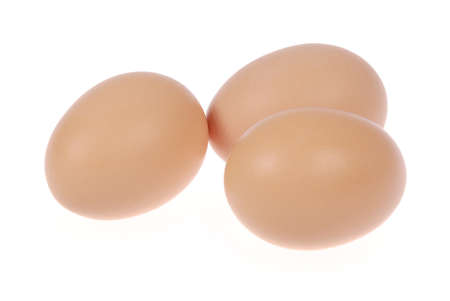 Three eggs. Isolated on a white background. Clipping path inside.の写真素材