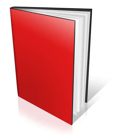 Red  empty book template on white background.の写真素材