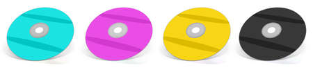CMYK DVD's. Multimedia disks.  Isolated on white.の写真素材