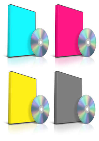 CMYK DVD and DVD Case on whiteの写真素材