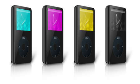 CMYK Modern MP3/MP4 multimedia player, isolated on white backgroundの写真素材