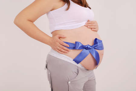 The birth of a boy it is desirable on grey backgroundの写真素材