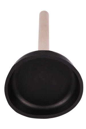 Plunger with wooden handle isolated on white. Clipping path included.の写真素材