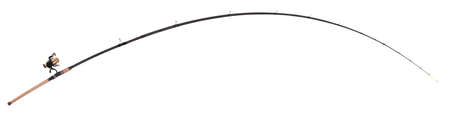 Fishing rod, reel, actual size, isolated on whiteの写真素材
