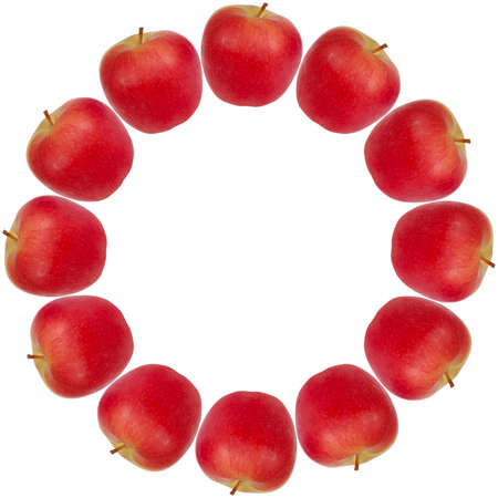 Red apples in a circle isolated on White.の写真素材