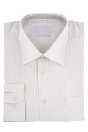 White men's shirt. Isolated on white background. Clipping path included.の写真素材