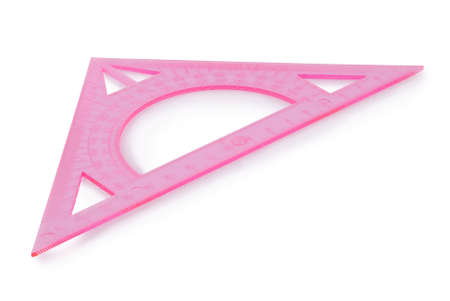 Metric plastic triangle isolated on white background with clipping pathの写真素材