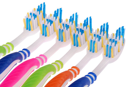 Colored toothbrushes. Isolated on white 