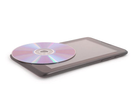Compact disc on a tablet PC.