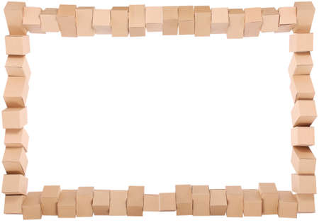 Framework from the combined boxes on white backgroundの写真素材