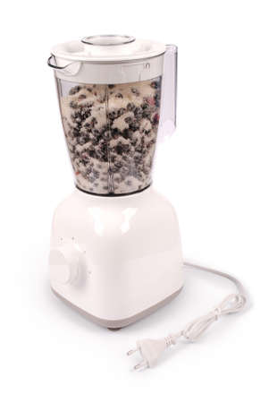 New modern white blender with berry smoothie. Photo with clipping pathの写真素材