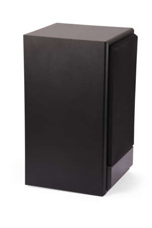 Black sound speakers isolated over the white background with soft shadowの写真素材