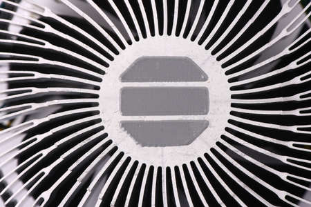 Aluminum radiator with for cooling of computer processor, cooling system, isolated on white background. High resolution photo.の写真素材